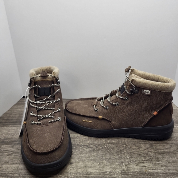 Hey Dude Bradley Brown Leather Ankle Lace Up Boots Mens Size 12 New - Picture 1 of 8